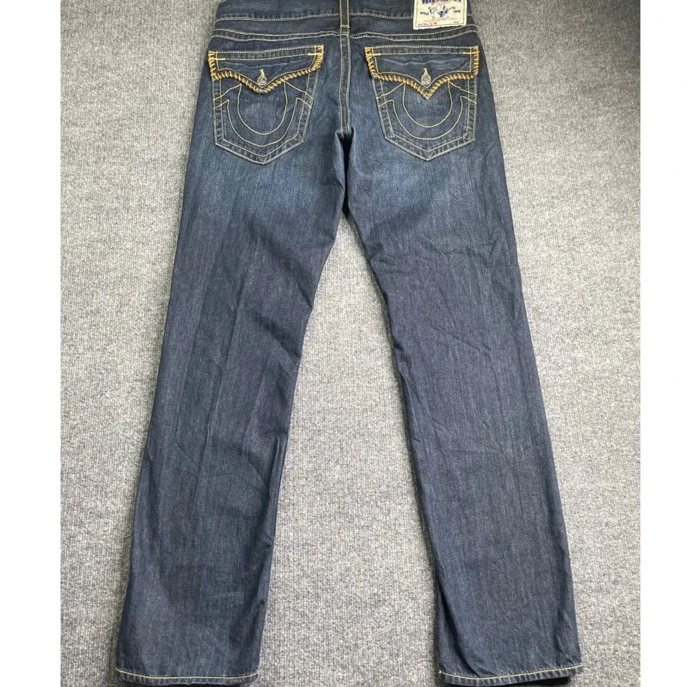 True Religion Slim Section Jeans Mens 36 Blue Dark Wash Straight Made‎ in USA